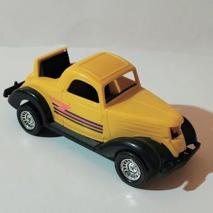 Vintage Strombecker 1936 Ford Coupe, Yellow with Side Decals, USA Plastic